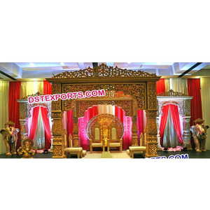 Boda dorado tallado Bollywood Mandap Jodha Akbar boda fibra ocho pilares Mandap Rajasthani boda Dulhan fibra Mandap EE. UU. - Product Image 1