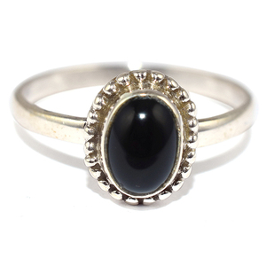 Anillos de plata de ley 925 de ónix negro, bisel Natural en forma de media pierna, proveedor de plata de la India - Product Image 2