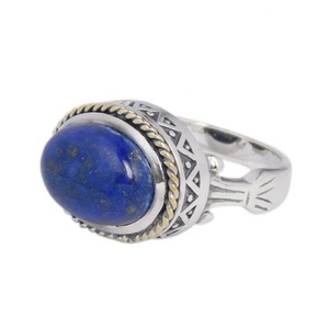 Bague d'éternité en vermeil en argent sterling 925 faite à la main Fabulous Lapis Gemstone Lunette Setting Bijoux de mariage élégants Vente en ligne - Product Image 2