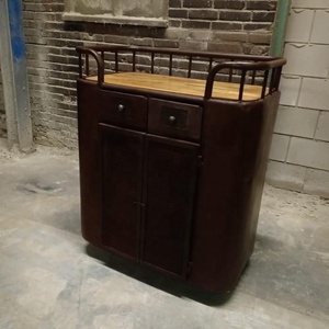 Gabinete de cocina industrial de 2 cajones, material de hierro y madera con ruedas, tamaño personalizado para almacenamiento en restaurantes - Product Image 2