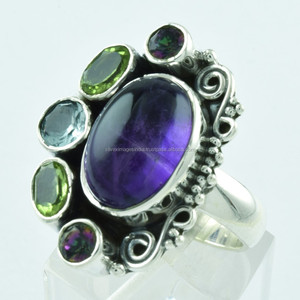 Bague en argent Sterling 925 fait à la main, multi-pierres, Look Royal, vente en gros, inde - Product Image 3