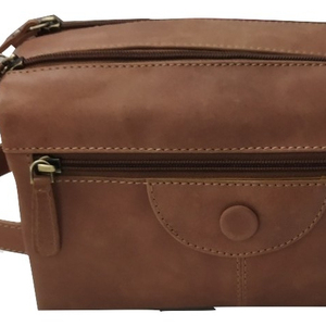 Sacs et étuis à cosmétiques en cuir véritable avec logo personnalisé pour trousse de toilette avec motif géométrique et fermeture à glissière de style tendance - Product Image 1