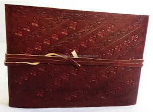 Diario de cuero OM en relieve hecho a mano genuino diario de estilo Vintage con cierre de correa para uso de oficina de negocios toma de notas personal - Product Image 3