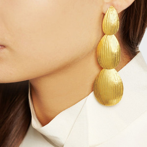 Nouveau à la mode nacre mode laiton plaqué or goujons boucles d'oreilles personnalisées longues boucles d'oreilles de mariage bijoux de mode - Product Image 1