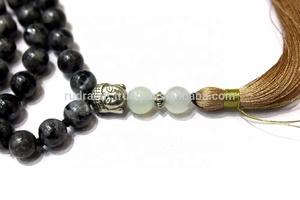 ขายส่งLarvikiteโยคะMala Unisex HandcraftedผูกปมMalaสร้อยคออัญมณีธรรมชาติเครื่องประดับStringไนลอน - Product Image 2