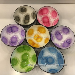 ชามมะพร้าวเพ้นท์ลายด้วยมือสำหรับตกแต่งบ้านและโรงแรม - Product Image 4