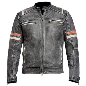 Blouson de moto de course respirant coupe-vent grande taille en cuir col montant couleurs personnalisées OEM vente en gros marque homme - Product Image 1