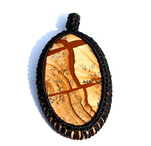 Imagen Natural jaspe cabujón ovalado macramé cordón envoltura colgante cristal curación piedras Piedras Naturales - Product Image 2