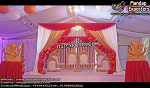Royal Peacock Design Mandap Chair Set Royal Peacock Design Mandap Chair Set Indian Wooden Carved Mandap Chairs - Product Image 2