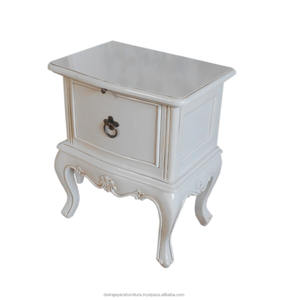 Wooden Mahogany Furniture White Nightstands <b>Table</b> One Drawer French Style. - Product Image 2