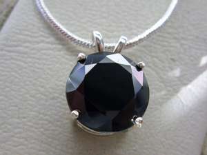 Ciondolo <span class=keywords><strong>Solitario</strong></span> con <span class=keywords><strong>Diamante</strong></span> Nero Taglio Rotondo da 3,00 Carati in Oro Bianco 14k, <span class=keywords><strong>Diamante</strong></span> <span class=keywords><strong>Solitario</strong></span>, Ciondolo con <span class=keywords><strong>Diamante</strong></span> Nero Acquistabile Online - Product Image 3