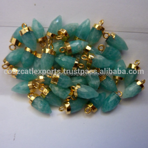 Unisex Amazonite <b>Chakra</b> Bonded Flat Pencil Pendant Trendy Fashion Stone Gemstone <b>Jewelry</b> with Rhodium Gold Plating for Parties - Product Image 1