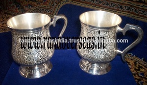 Juego de tazas de vino de latón hechas a mano con chapado en plata, para Bar, restaurante, Hotel y boda - Product Image 2