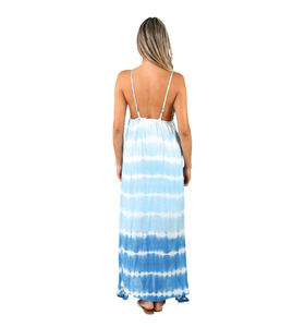 Ropa de playa de verano Tie & Dye Rayon Deep V Neck Spaghetti Long Backless Maxi Dress para mujeres Wear Long Summer and Casual Dress - Product Image 2