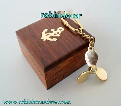 Винтажный винтажный брелок для ключей с винтажным пропеллером, морской брелок для ключей с деревянной коробкой