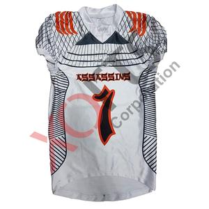 Uniformes de fútbol americano sublimados blancos naranjas personalizados de alta calidad, transpirables de talla grande con logotipo de nombre de equipo impreso - Product Image 6