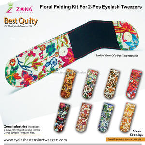 Kit de pinzas de extensión de pestañas florales personalizadas de 2 piezas, pinzas cuadradas de plástico, bolsa con etiqueta privada - Product Image 2