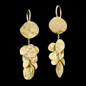 Trendy Design Hammered Gold Finish Geometric Shape <b>Long</b> Statement Drop <b>Earrings</b> Wedding Party Engagement <b>Silver</b> Brass Fashion - Product Image 1