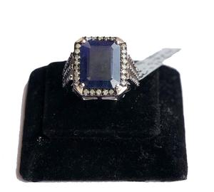 แหวนเงินแท้925รูปสี่เหลี่ยมผืนผ้าธรรมชาติตัดเหลี่ยมเพชรพลอย Prong ชุดแหวนเพชรพลอยแซฟไฟร์สีน้ำเงิน - Product Image 2
