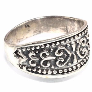 De moda blanco negro plata oxidada plata forma de hoja de Plata de Ley 925 anillo de plata joyería de plata fina fresca joyería de plata - Product Image 1