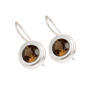 Boucles d'oreilles en quartz fumé facetté véritable, argent sterling 925, bijoux faits à la main, cadeau tendance - Product Image 1