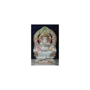 Hand Carved Ganesh Statue In Makrana Marble - Product Image 1
