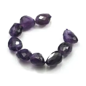 Pepita de amatista facetada perforada piedra preciosa facetada hebra completa ágata Piedra Natural Reiki curación Collar Cuentas mayorista - Product Image 1