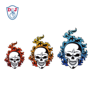 Biểu Tượng Lớn Sắt Trên Các Bản Vá Lỗi Thêu Thiết Kế Hộp Sọ Lửa Màu Xanh Cho Áo Khoác - Product Image 5