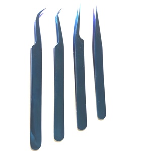 Pinzas de extensión de pestañas ligeras duraderas de precisión profesional púrpura de titanio mango liso punta puntiaguda sostenible - Product Image 3