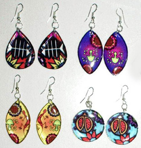 Peruvian <b>Earrings</b> Color Ethnic Ornament <b>Handmade</b> Resin Fashion Jewelry Wholesale Lot - Product Image 1