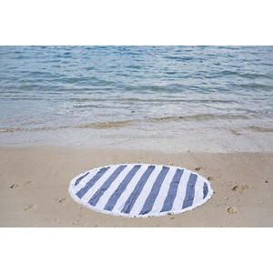 Serviette de plage turque ronde Peshtemal-noir et blanc Collection RPT serviettes rondes populaires peshtemal - Product Image 3