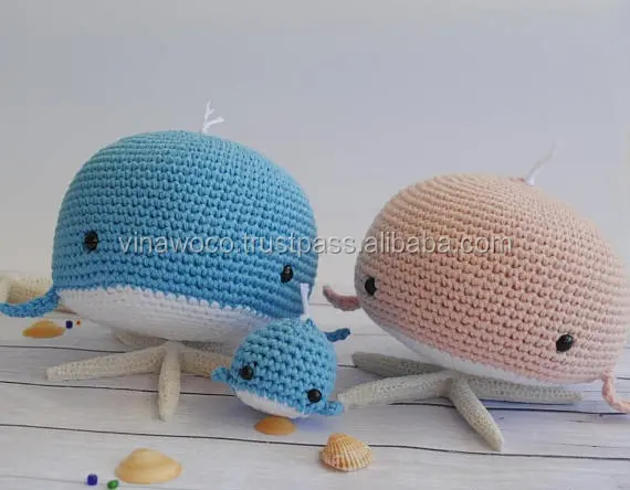 Hoholala-Dier Speelgoed: Walvis Familie-Handgemaakte Gehaakte Speelgoed, Idee, haak Amigurumi Amigurumi Pop Amigurumi Speelgoed