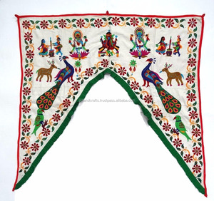 Antiguo indio bordado a mano Rabari decoración del hogar ventana arte cenefa mejor diseñador de alta calidad colección de precios al por mayor - Product Image 1