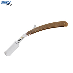 Cuchilla de acero inoxidable para hombre, maquinilla de afeitar de garganta de corte recto, diseño plegable con mango de madera de aleación - Product Image 2