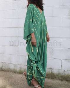 Plus Size Cotton Tie Dye Half Sleeves 100% Cotton for <b>Womens</b> Beachwear <b>Kaftan</b> - Product Image 4