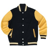 Chaqueta Varsity de Invierno Personalizada Tipo Letterman - Talla Grande, Tejida en Lana Melton con Ribete de Piel de Oveja, Relleno de Algodón, Resistente al Viento y Ecológica