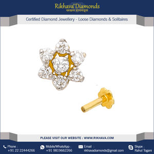 Meilleurs bijoux tendance pour belles femmes Ensemble de vis à goupille de nez en or jaune Bijoux en diamant de qualité à un prix imbattable - Product Image 2