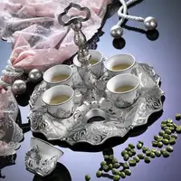 Zilver Ottomaanse Turkse Koffie Set, Griekse, Arabische Koffie Serveren Kopjes Set