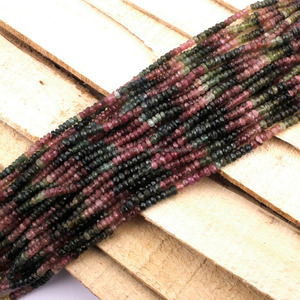 Multi Tourmaline Faceted Gemstone Rondelle <b>Beads</b> Multi <b>Color</b> 3-4mm - Product Image 2