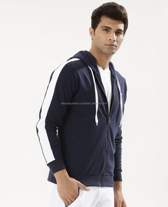 เสื้อฮู้ดแบบสวมหัวมีซิปสำหรับผู้ชายผ้าโพลีเอสเตอร์/ ผ้าฝ้ายสีพื้นโลโก้ตามสั่งสำหรับฤดูหนาว - Product Image 4