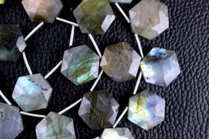 Gema labradorita Natural, facetada, forma hexagonal, cuentas geométricas de Briolette, Fuego Azul auténtico, novedad - Product Image 5