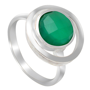 Anillo de Plata de Ley 925 unisex con hermosa piedra preciosa de ónix verde Ajuste de bisel de moda para bodas y fiestas - Product Image 2