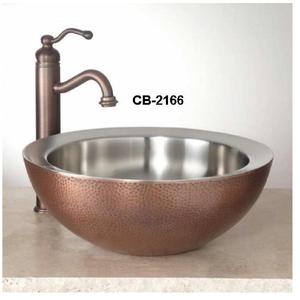 Fregadero de baño de recipiente de cobre de mesa martillada de lujo individual - Product Image 1