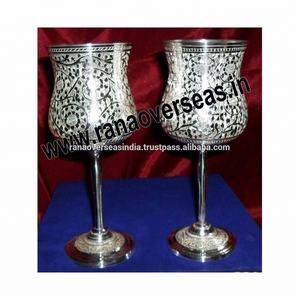 Copa de vino acanalada de latón plateado para Hotel, restaurante, Bar, hogar, fiesta - Product Image 4