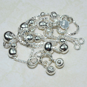 Bracelet de cheville en argent massif 925 en forme de chaîne à la mode, bijoux en argent et pierres précieuses - Product Image 4