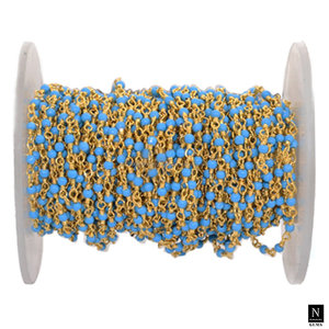 DIY Chain 2-2.5 MM Turquoise Faceted Round Smooth Wire Wrapped Finding Gemstone <b>Bead</b> Jewelry Making Supply Custom DIY Wholesale - Product Image 3