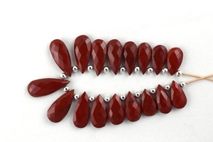 17 Pièces Naturel Rouge Jaspe Gemme Facettes Poire Forme Figure Colliers Pendentif Collier Bijoux De Mode - Product Image 2