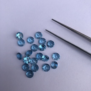 Piedra de Topacio Azul suizo Natural de 6mm, piedras preciosas sueltas de corte redondo facetado, venta al por mayor, piedras semipreciosas para la fabricación de joyas en línea ahora - Product Image 1