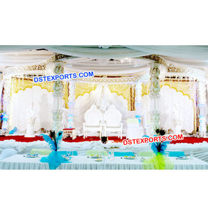 Modern White Fiber Crystal Wedding Mandap Round Decorative Panel for Asian Wedding Birthday <b>Party</b> Supplies - Product Image 1