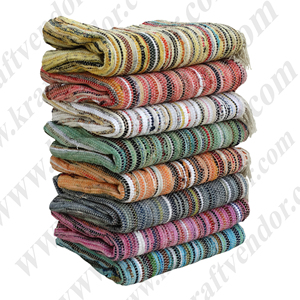 Alfombra de Área India Chindi Dhurrie Hecha a Mano, Multicolor, de Algodón, Tapete para Mesa - Product Image 1